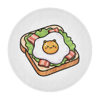 Tabla De Cortar Ilustración de huevo frito de gato Kawaii lindo en