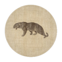 Tabla De Cortar Ilustracion de leopardo de época en Burlap