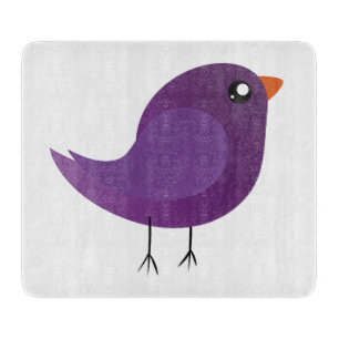 Tabla De Cortar Ilustración de pajarito morado lindo