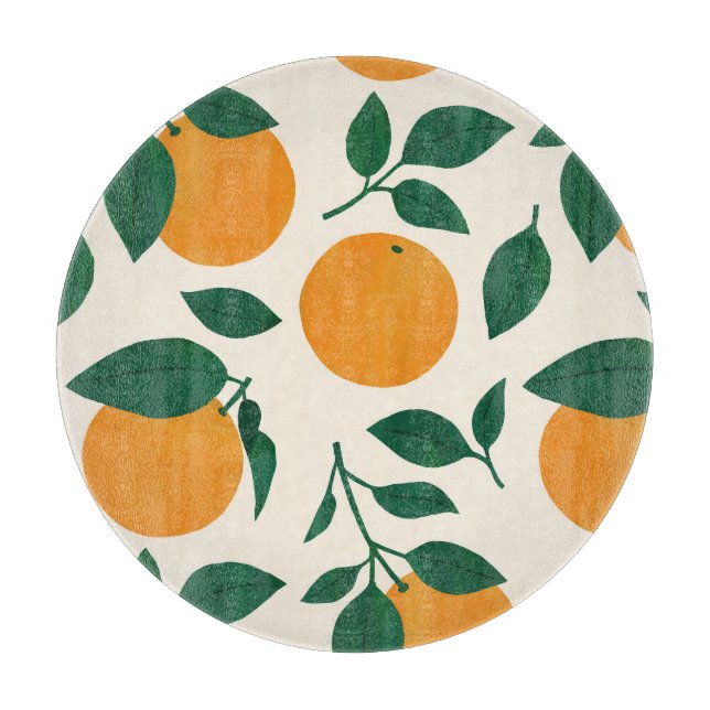 Tabla De Cortar Ilustracion de patrón de fruta naranja (Anverso)