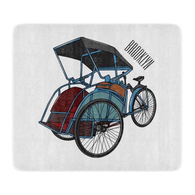 Tabla De Cortar Ilustracion de personalizado de rickshaw en bicicl (Anverso)