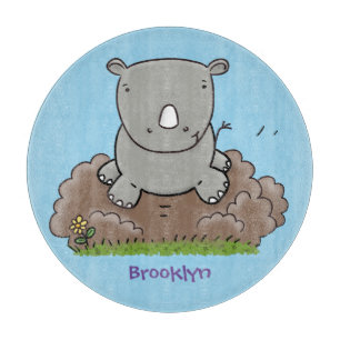 Tabla De Cortar Ilustracion de personalizado de rinocerontes