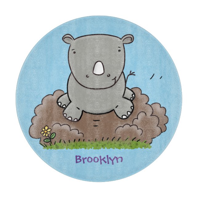 Tabla De Cortar Ilustracion de personalizado de rinocerontes (Anverso)