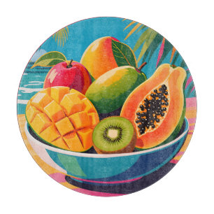 Tabla De Cortar Ilustración de Tazón de Frutas Tropicales