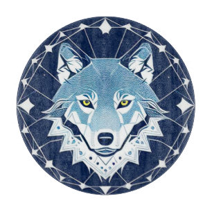 Tabla De Cortar Ilustración geométrica de un lobo