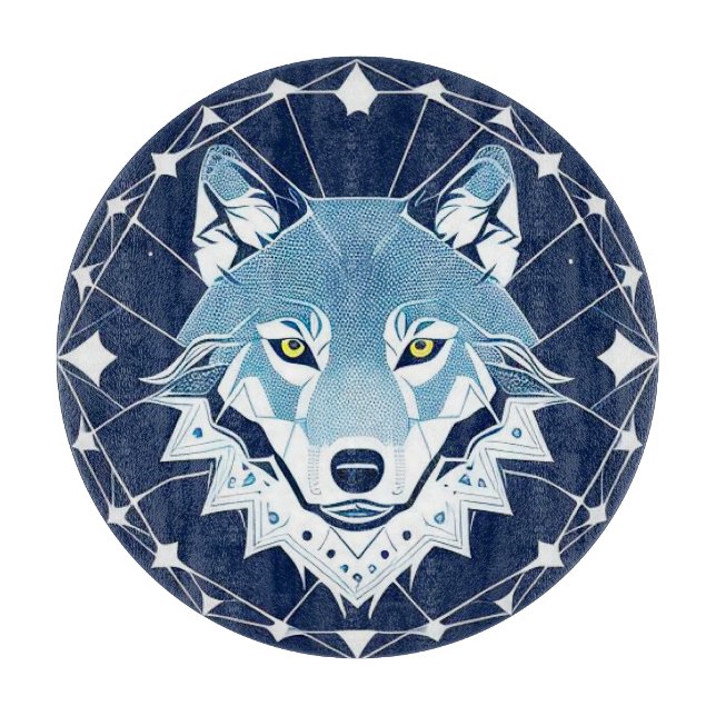 Tabla De Cortar Ilustración geométrica de un lobo (Anverso)