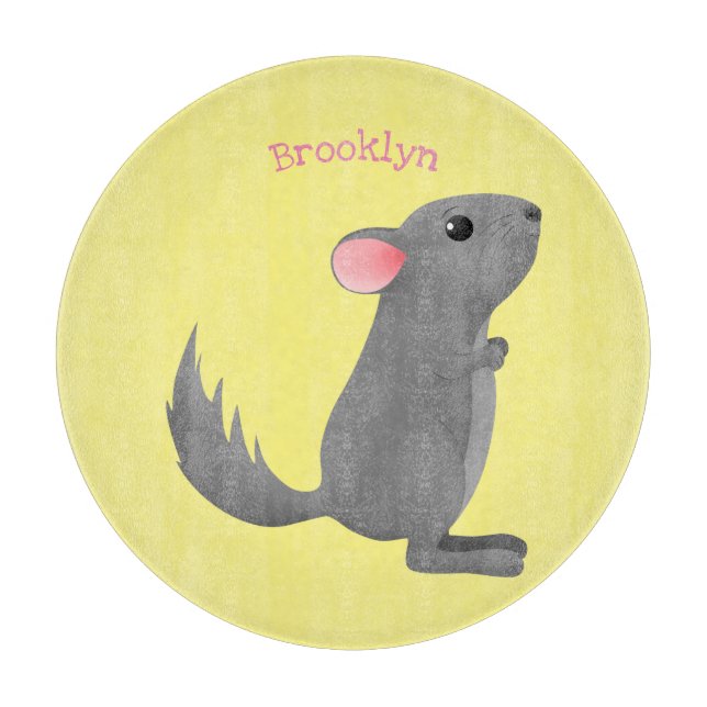 Tabla De Cortar Ilustracion personalizado chinchilla gris suave (Anverso)