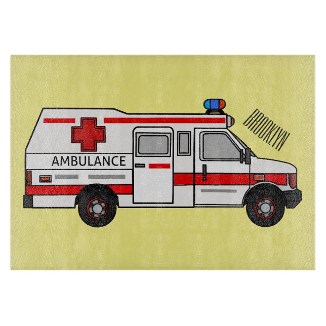 Tabla De Cortar Ilustracion personalizado de ambulancia (Anverso)
