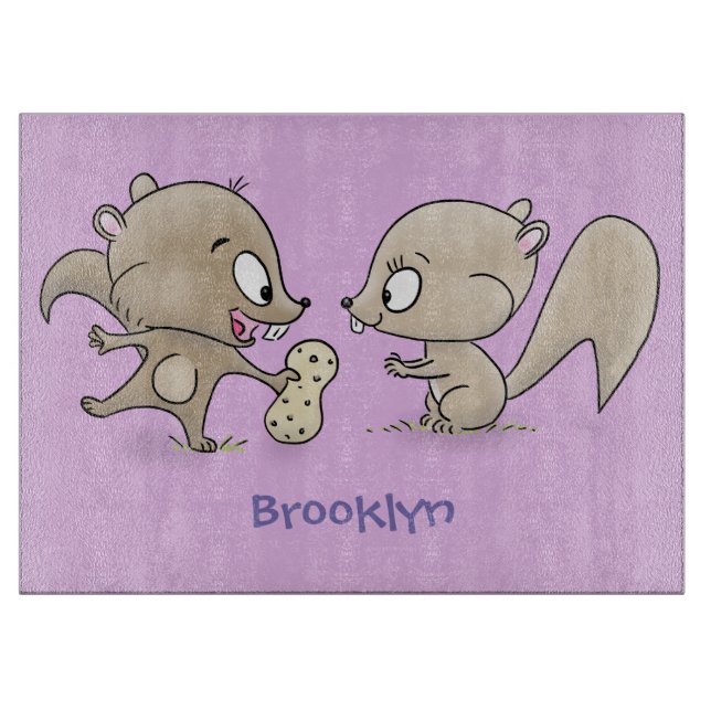 Tabla De Cortar Ilustracion personalizado de ardillas graciosas (Anverso)