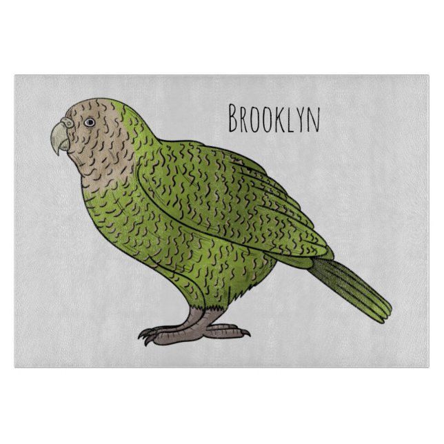Tabla De Cortar Ilustracion personalizado de aves Kakapo (Anverso)