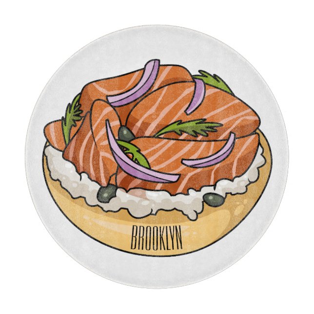 Tabla De Cortar Ilustracion personalizado de bagel de Salmon (Anverso)