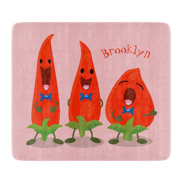 Tabla De Cortar Ilustracion personalizado de chiles cantantes (Anverso)