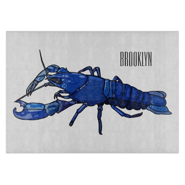 Tabla De Cortar Ilustracion personalizado de cigalas de marrón azu (Anverso)