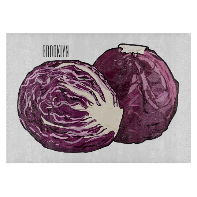 Tabla De Cortar Ilustracion personalizado de col roja (Anverso)