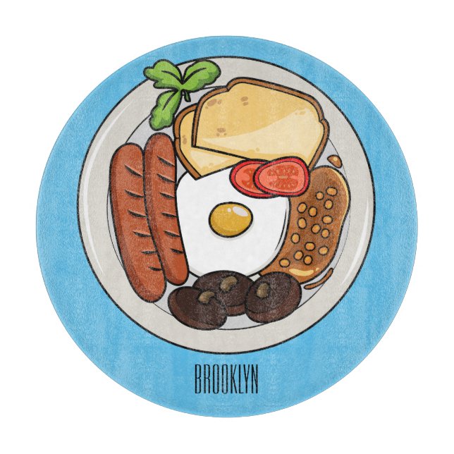Tabla De Cortar Ilustracion personalizado de desayuno inglés (Anverso)