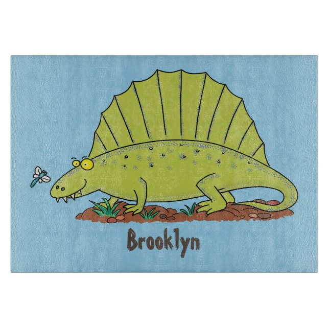 Tabla De Cortar Ilustracion personalizado de dimetrodon verde lind (Anverso)