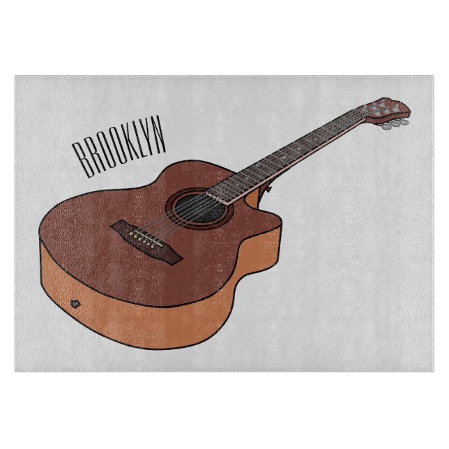 Tabla De Cortar Ilustracion personalizado de guitarra acústica (Anverso)