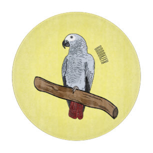 Tabla De Cortar Ilustracion personalizado de loro gris africano