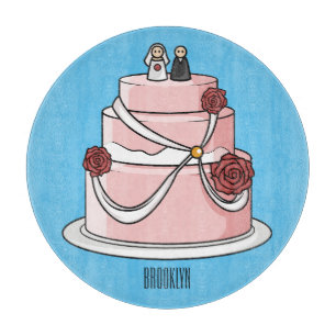 Tabla De Cortar ilustracion personalizado de pastel boda