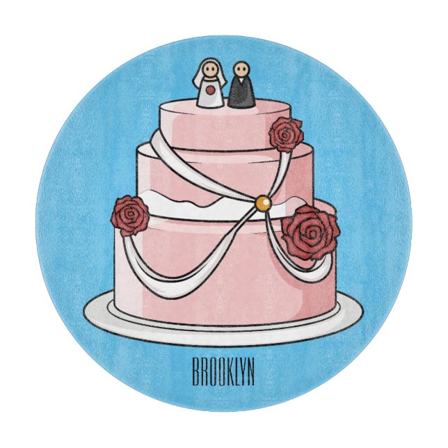Tabla De Cortar ilustracion personalizado de pastel boda (Anverso)