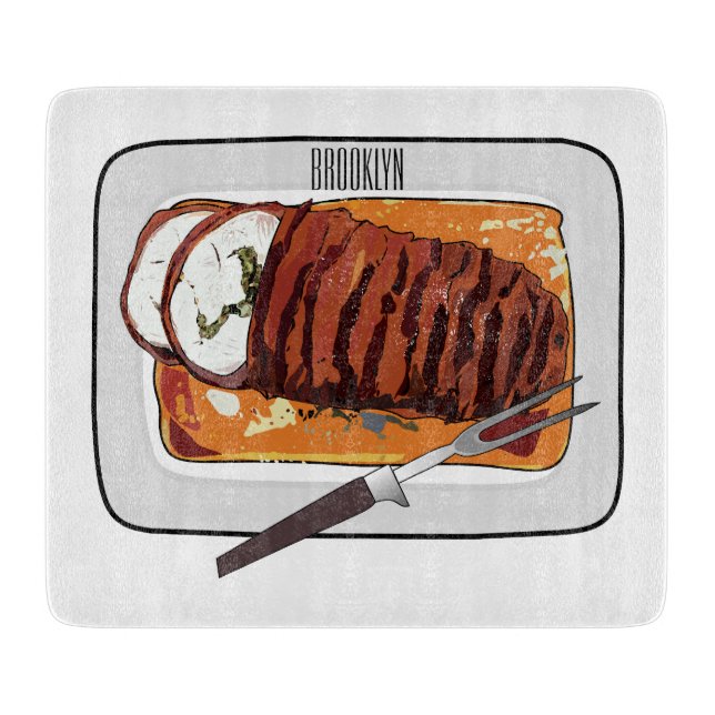 Tabla De Cortar Ilustracion personalizado de pavo asado (Anverso)