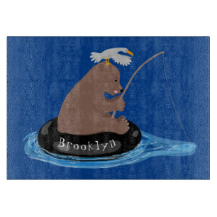 Tabla De Cortar Ilustracion personalizado de pesca de cachorro de 