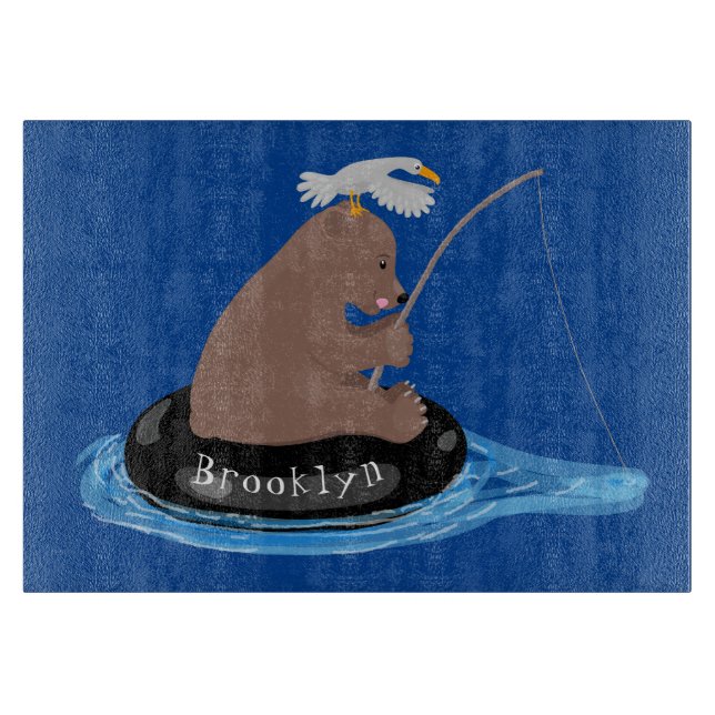 Tabla De Cortar Ilustracion personalizado de pesca de cachorro de  (Anverso)