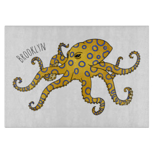 Tabla De Cortar Ilustracion personalizado de pulpo de anillo azul