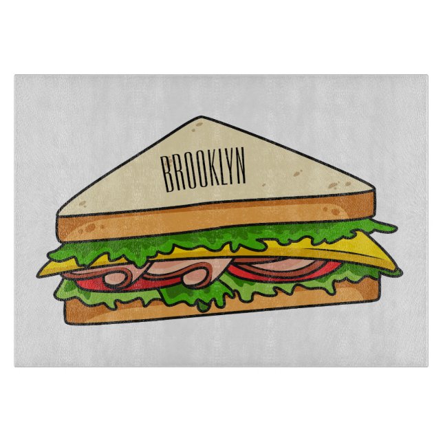 Tabla De Cortar Ilustracion personalizado de sándwich (Anverso)