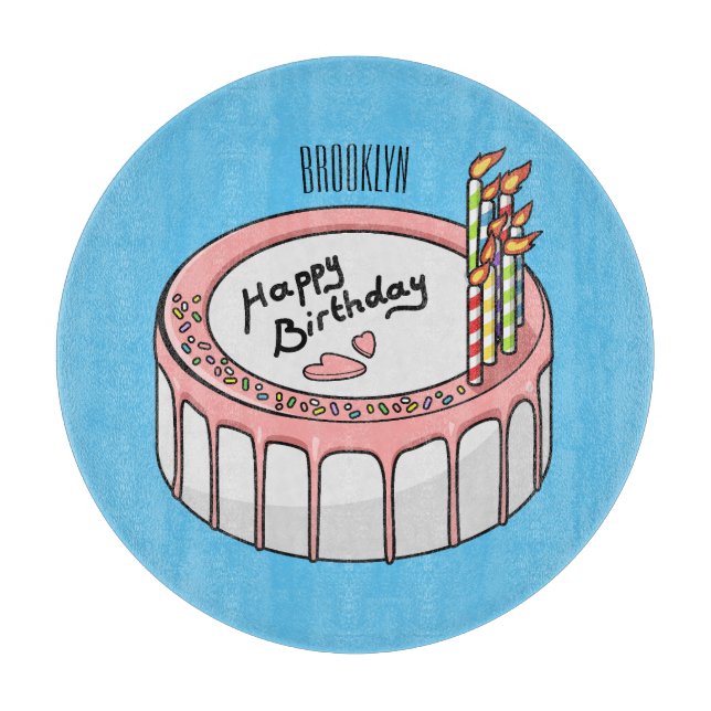 Tabla De Cortar Ilustracion personalizado de torta de cumpleaños (Anverso)