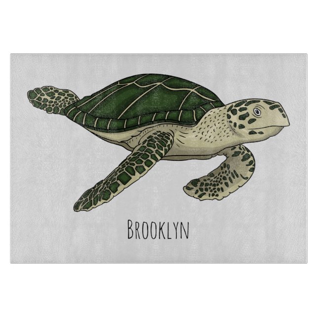 Tabla De Cortar Ilustracion personalizado de tortugas marinas (Anverso)