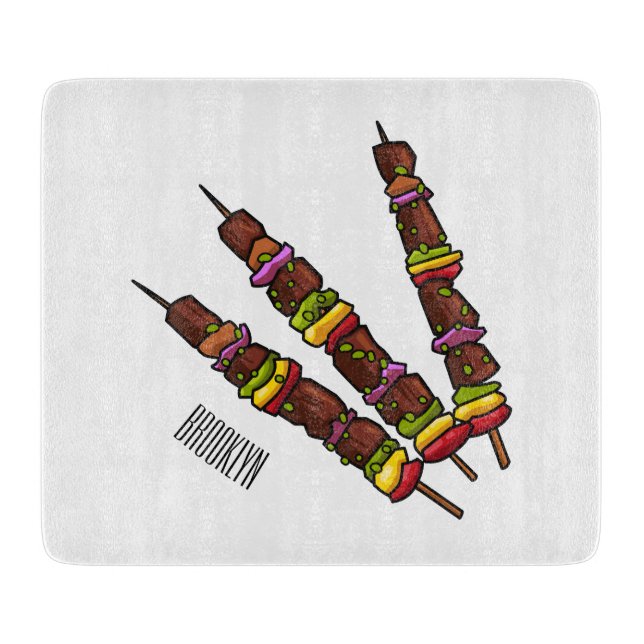 Tabla De Cortar Ilustracion personalizado kebab o kabob (Anverso)