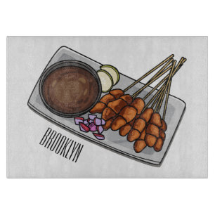 Tabla De Cortar Ilustracion Satay personalizado
