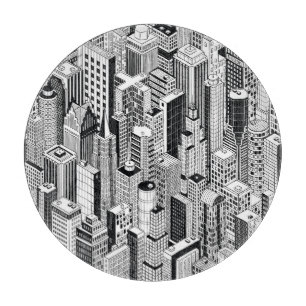 Tabla De Cortar Ilustracion urbano de rascacielos, sin costuras is