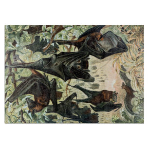 Tabla De Cortar Ilustración vintage de murciélago zorro volador en