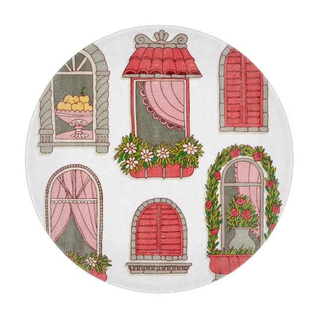 Tabla De Cortar Ilustraciones con ventanas antiguas: artísticas. (Anverso)