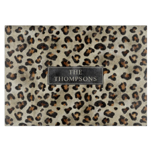 Tabla De Cortar Impresión de animal de leopardo con nombre y lámin