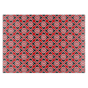 Tabla De Cortar Impresión de kimono floral, rojo, negro y blanco