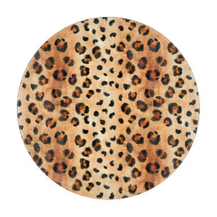 Tabla De Cortar Impresión de leopardo de color de agua: Textura ex