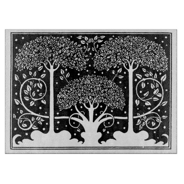 Tabla De Cortar Impresión de patrón de árbol Art Nouveau de Aubrey (Anverso)