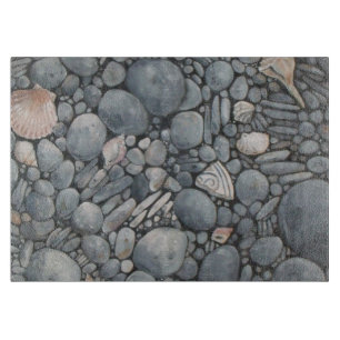 Tabla De Cortar Impresión de pintura de guijarros y conchas de pla