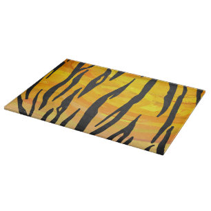 Tabla De Cortar Impresión de tigre negro y Naranja