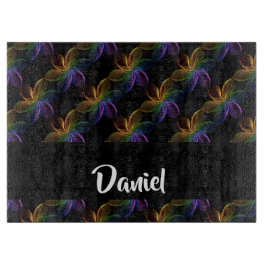 Tabla De Cortar Impresión floral colorida sobre negro