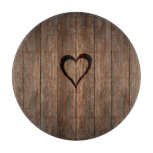 Tabla De Cortar Impresión quemada madera rústica del corazón