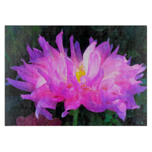 Tabla De Cortar Impresionante Cactus Dahlia Rosa y Purpura