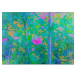 Tabla De Cortar Impresionante paisaje azul con flor rosa