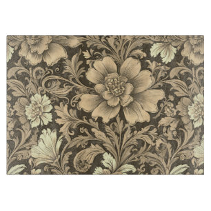 Tabla De Cortar Impresionante patrón floral sepia vintage