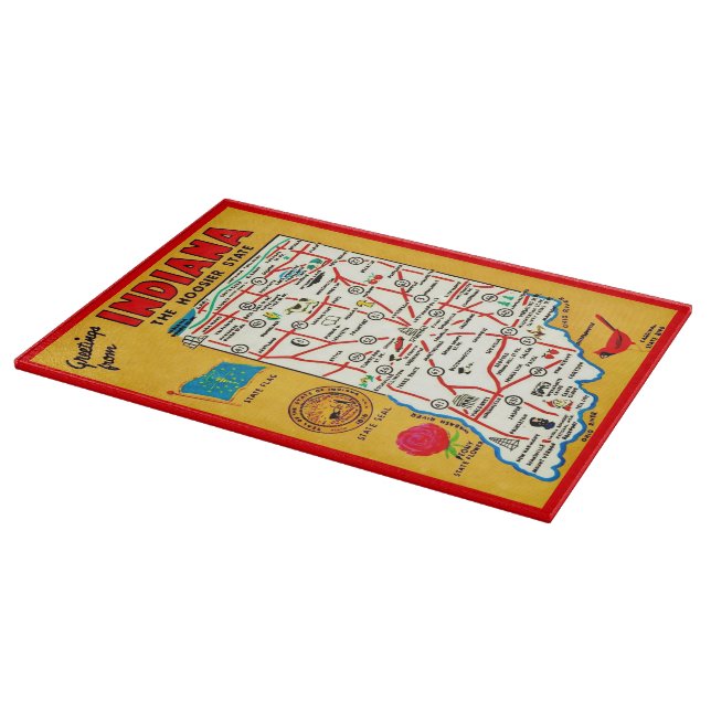 Tabla De Cortar  Indiana Hoosier Map  (Borde)