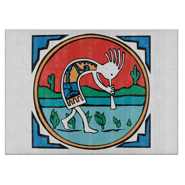 Tabla De Cortar Indio Kokopelli del nativo americano (Anverso)