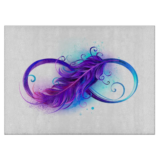 Tabla De Cortar Infinito con pluma púrpura (Anverso)